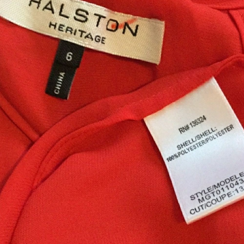 Halston Women's Red Flowy Top W Hardware - Picture 9 of 10